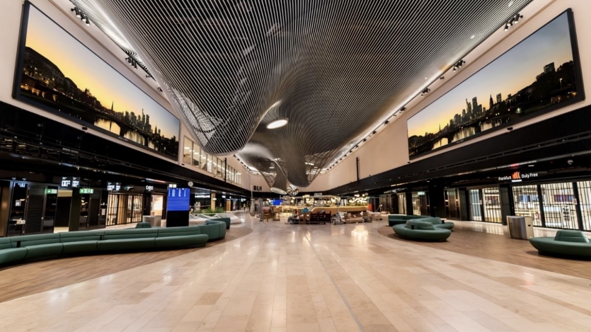Airport terminal LED display operating during passenger flows