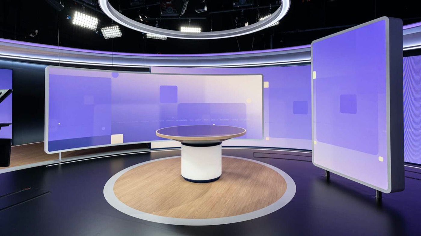 LED video wall in a broadcast studio