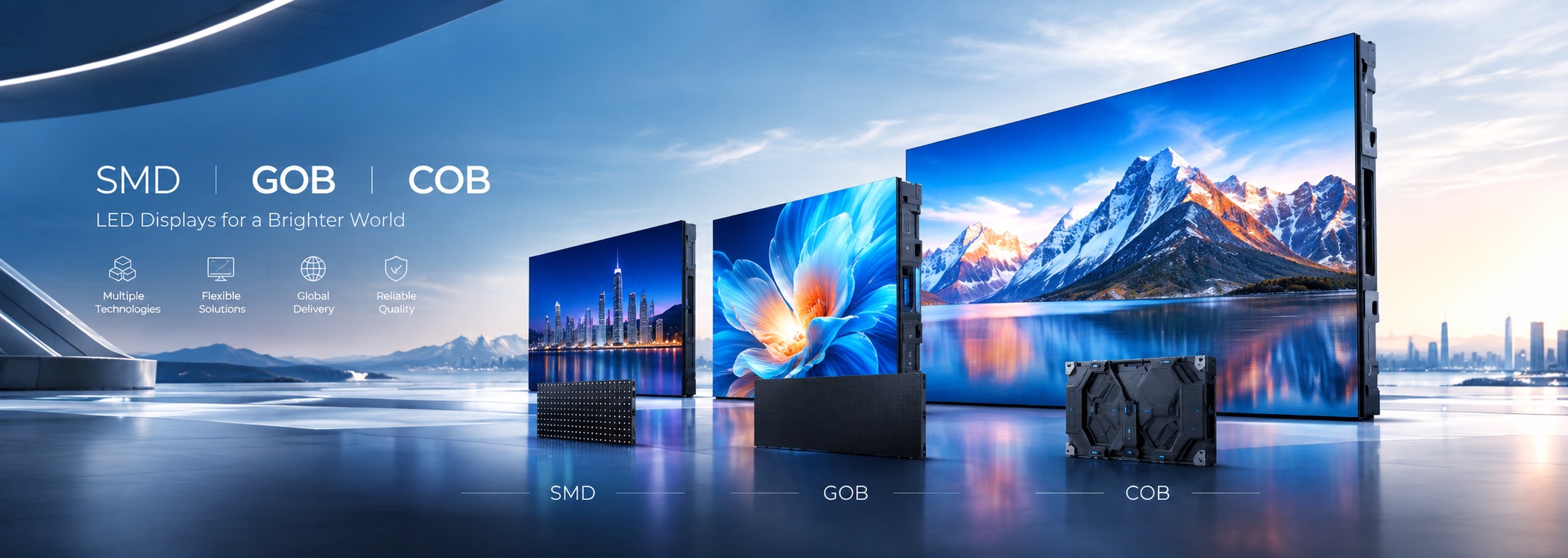 Asia Vision COB, SMD and GOB LED display technology ecosystem banner
