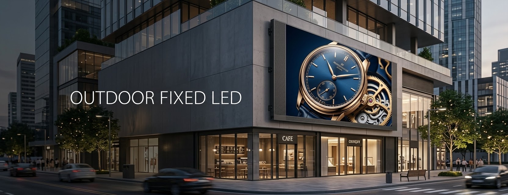 LED display mounted on a building exterior