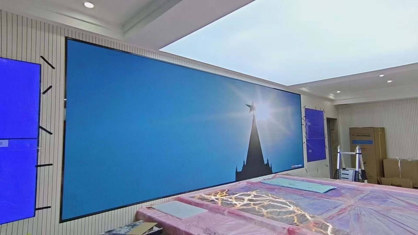 Sealed indoor LED wall in an occupied building