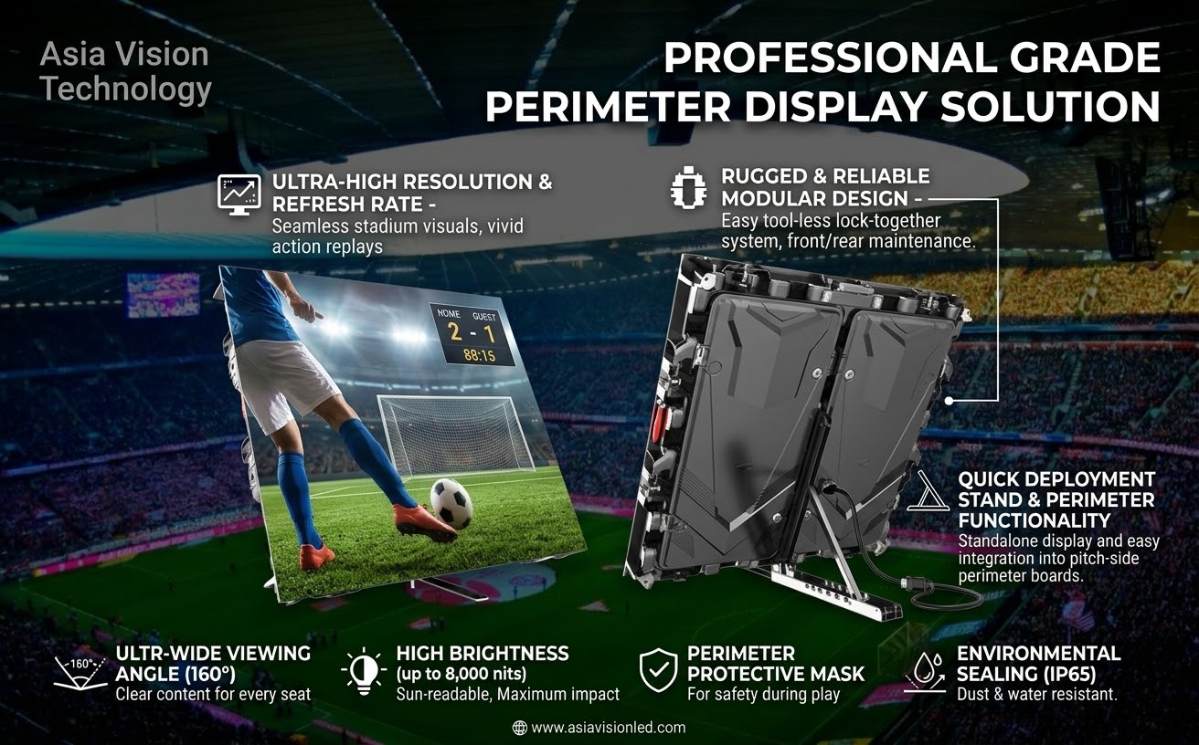 LED display boards in operation during a sports event