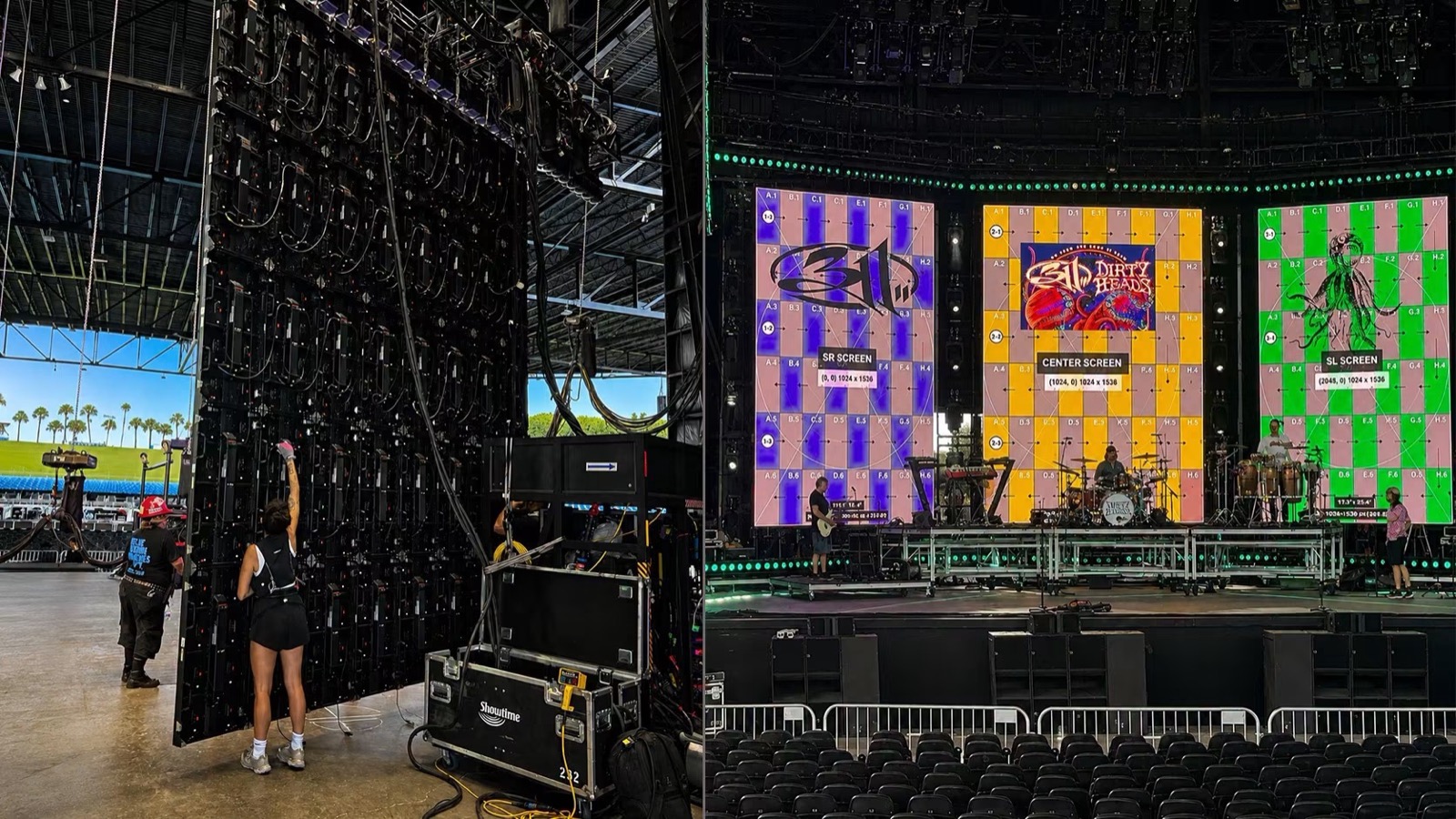 LED display screen behind a concert stage