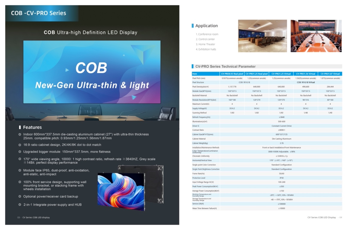 COB CV-PRO Series specifications parameters dimensions