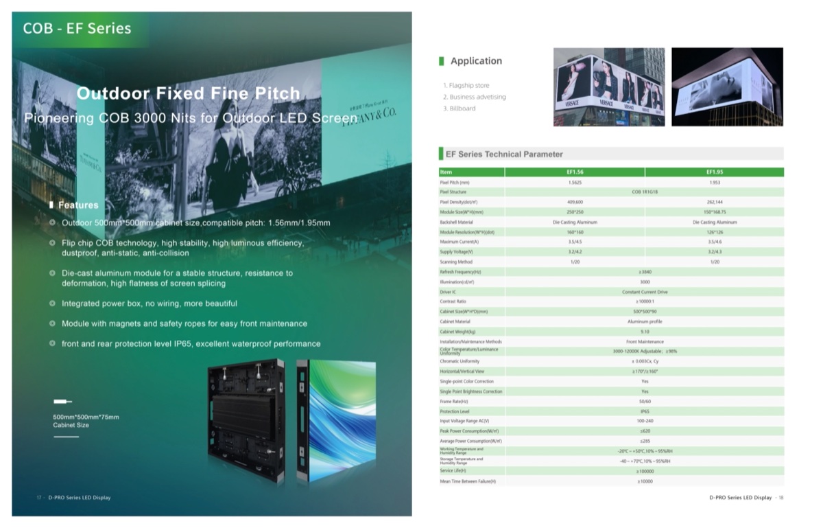 COB EF Series specifications parameters dimensions