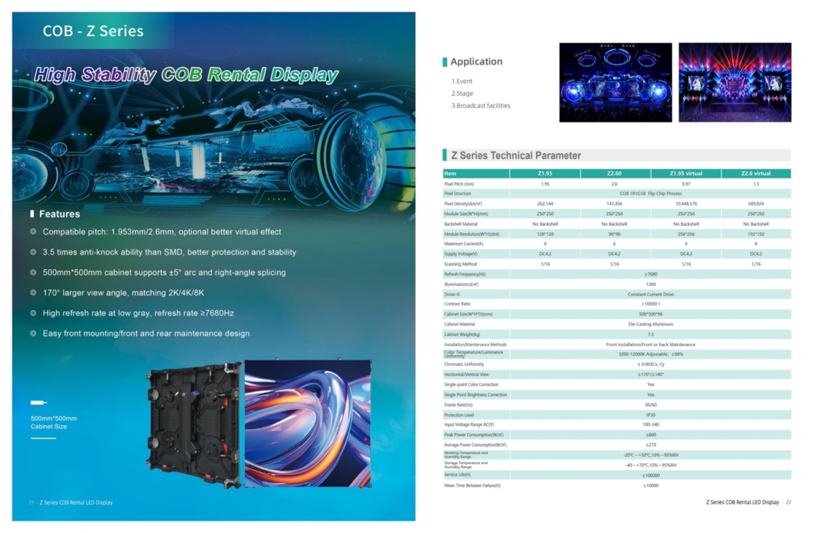 COB Z Series specifications parameters dimensions