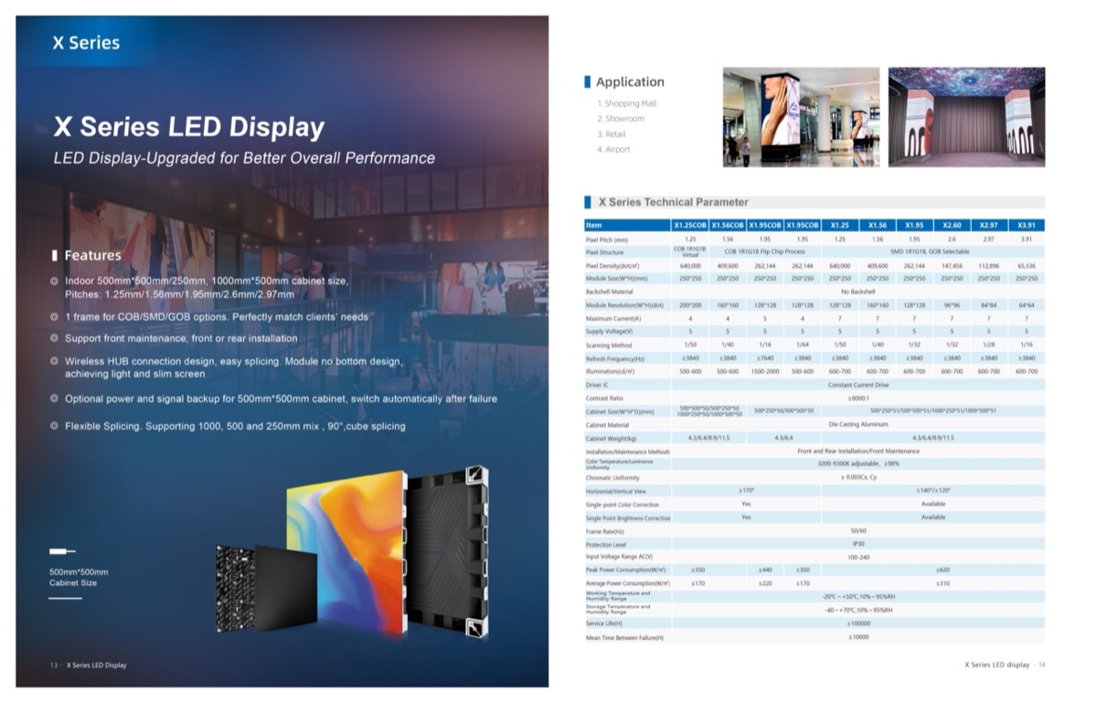 X Series specifications parameters dimensions